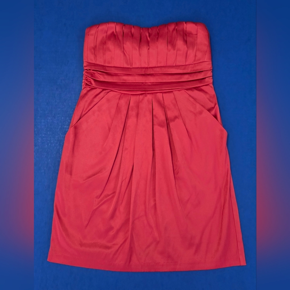 Wishes Wishes Wishes Strapless Coral Red Dress